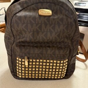 Michael Kors Brown Backpack with Gold Accents